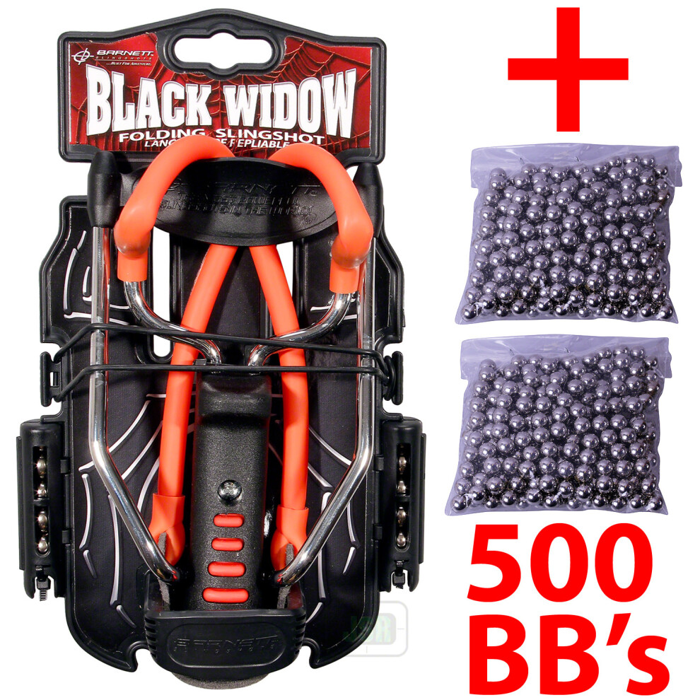 RED Barnett BLACK WIDOW  Powerful Hunting Slingshot Catapult + 500 x 1/4" BB Ammo