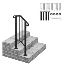 Metal Handrail Outdoor Stair Railing fit for 1-2 Porch Garden Steps