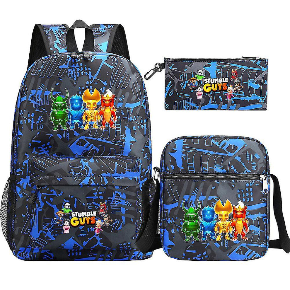 (8) Stumble Guys Banana Print Schoolbag - Cosplay Backpack, Shoulder Bags, Student Back Pack - Kids Anime Backpacks (3pcs Set) For Boys Games