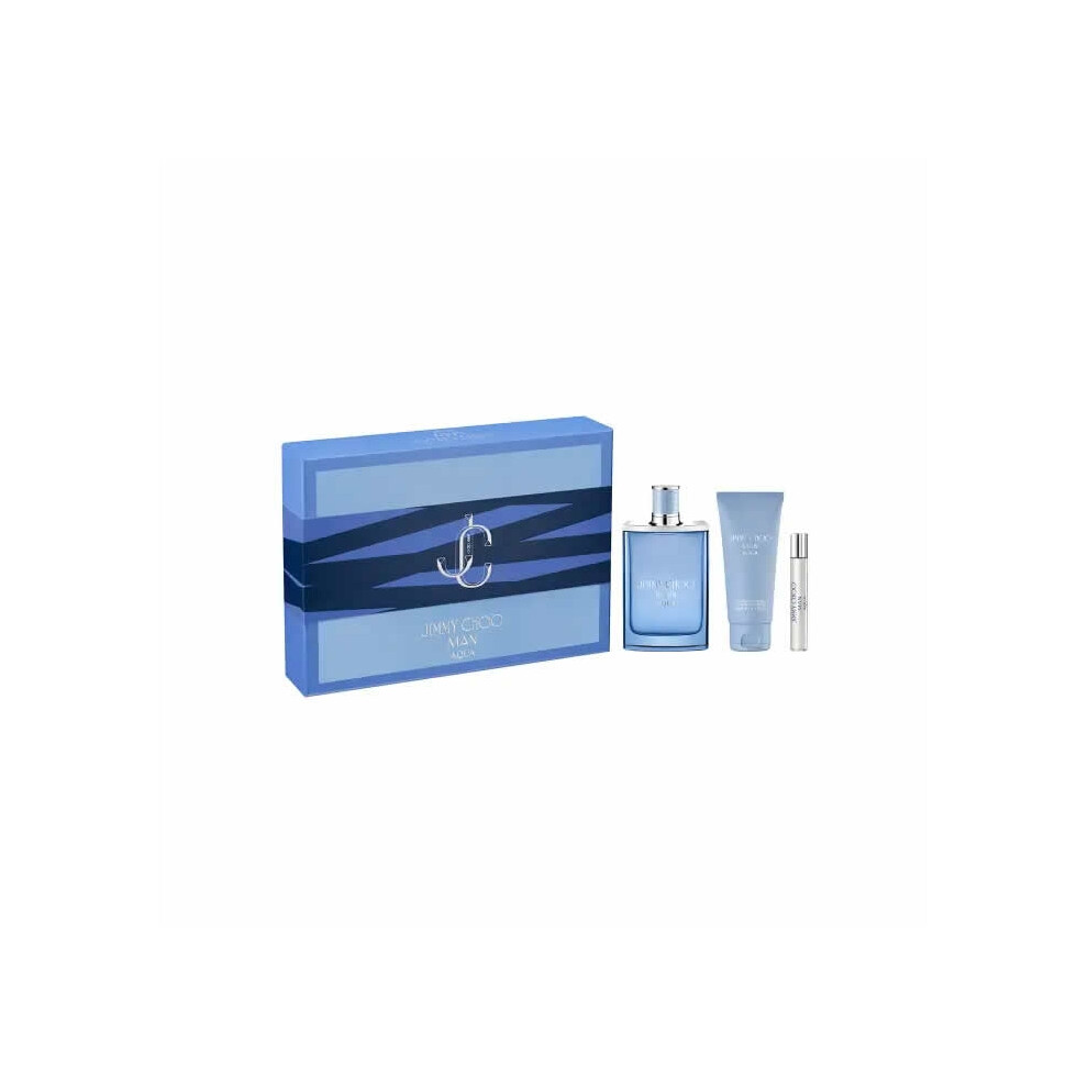 Jimmy Choo Man Aqua Eau De Toilette Spray 100ml Set 3 Pieces