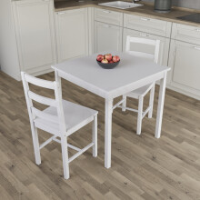 (White, 2 Seater) Yorkshire Home Wooden Dining Table & Chairs Set