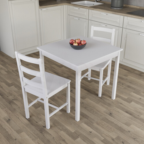 Vida Designs (White, 2 Seater) Yorkshire Home Wooden Dining Table & Chairs Set
