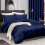(NAVY BLUE, DOUBLE) Stripe Duvet Quilt Cover Set Single Double King 1