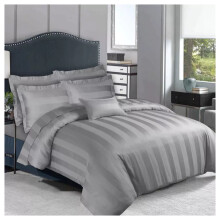(GREY, KING) Stripe Duvet Quilt Cover Set Single Double King
