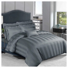 (CHARCOAL, DOUBLE) Stripe Duvet Quilt Cover Set Single Double King