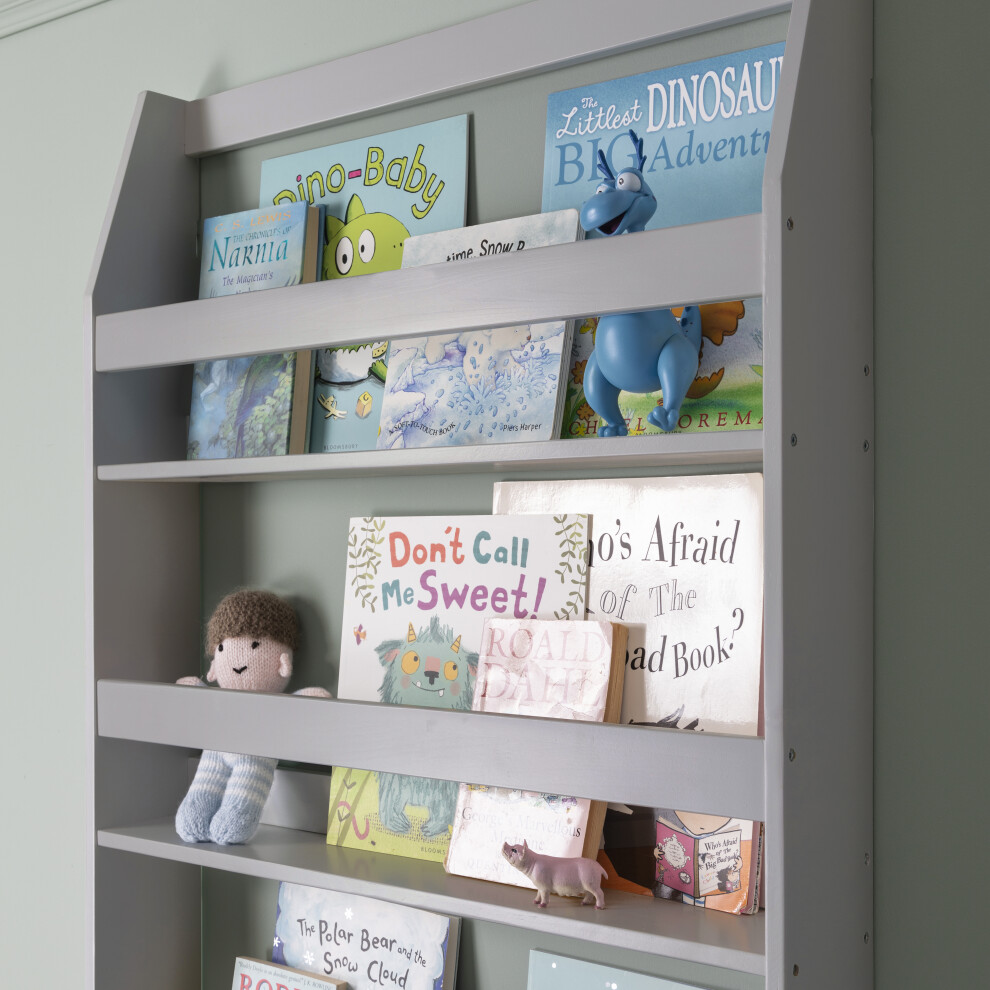 Hakan Display 4 Shelf Bookcase Wall Mounted in Silk Grey