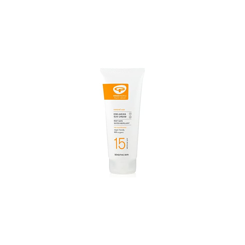 People People Green/Cream People Edelweiss Sun Spf15 200Ml | Natural Organic Sunscreen With Tan Accelerator | Eczema Friendly Sensitive Skin | Non Comedogenic