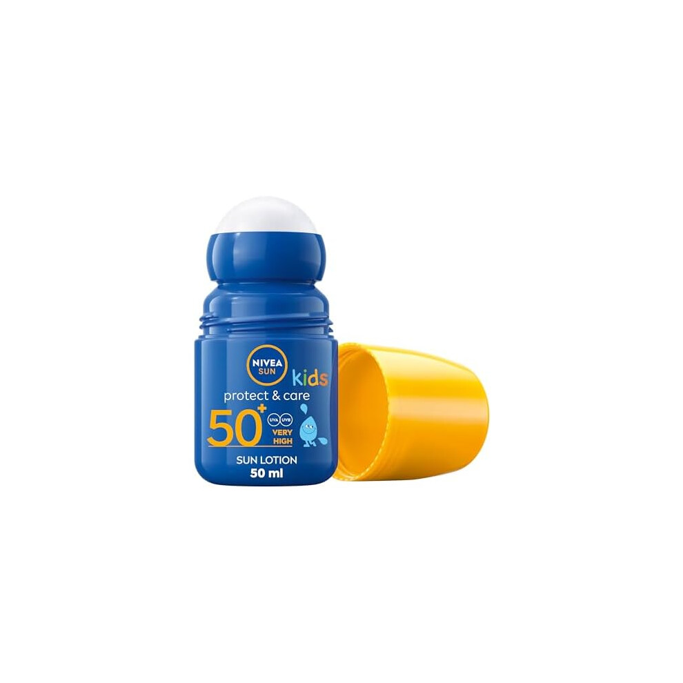 NIVEA Sun Kids Protect & Care SPF 50+ Roll On (50ml) Sunscreen with SPF 50 Roll-On Kids Sun Cream for Delicate Skin Immediately Protects Against