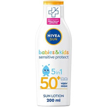 NIVEA SUN Kids Protect & Sensitive Sun Lotion (200ml) Sunscreen with SPF 50+ Kids Suncream for Sensitive Skin Immediately Protects Against Sun Exp