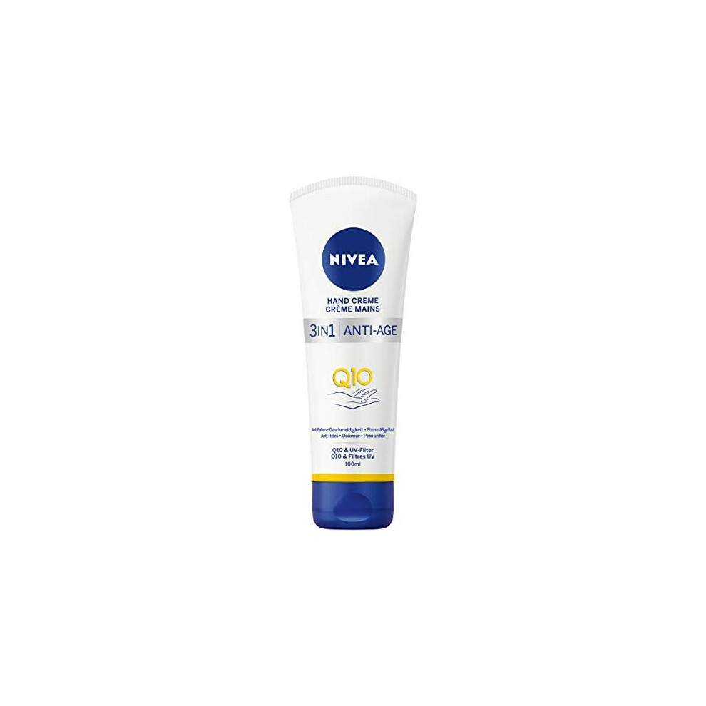 NIVEA 3-in-1 anti-ageing Q10 hand cream, 75 ml, anti-wrinkle hand care with Q10 and UV filter, nourishing skin cream for normal to dry hands