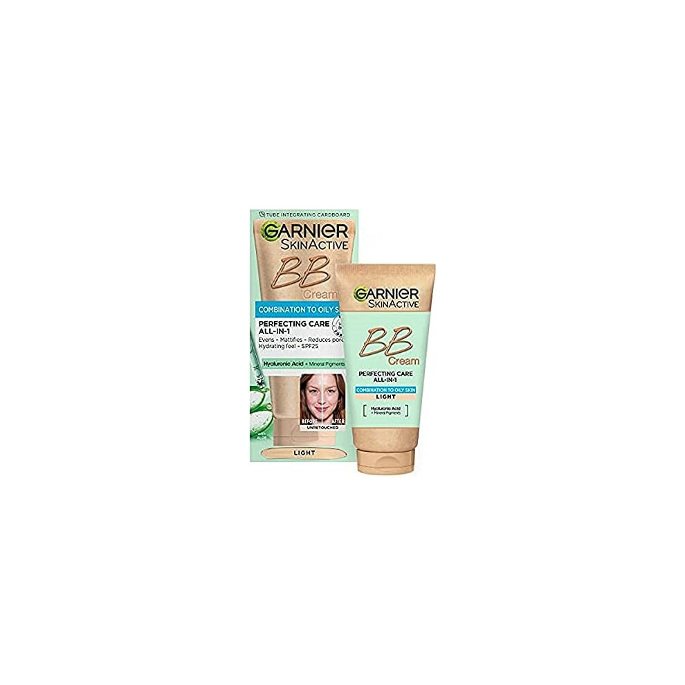Garnier Oil-Free Perfecting All-in-1 BB Cream Shade Medium Tinted Moisturiser SPF25 Mattifies Skin & Evens Complexion With Hyaluronic Acid Aloe