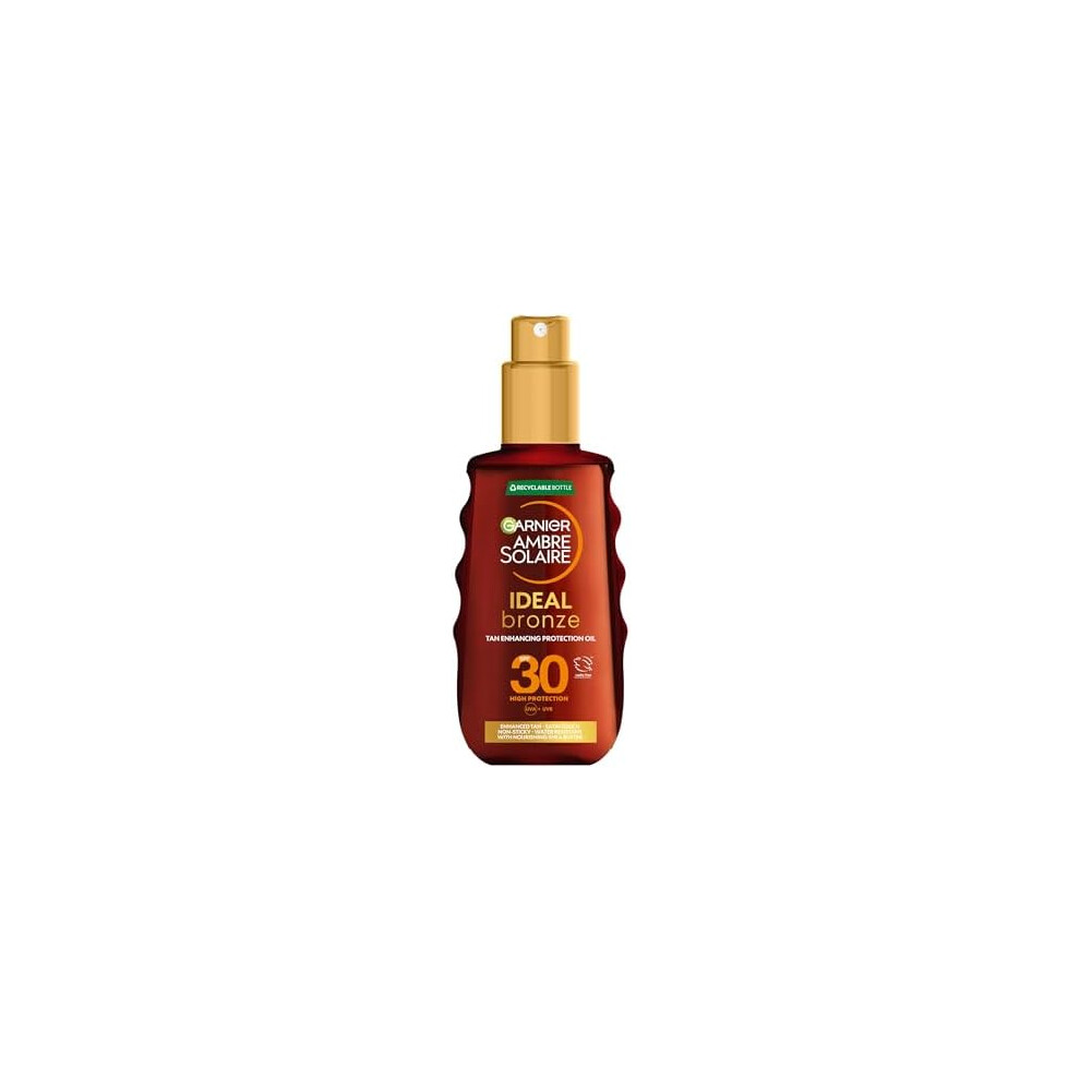 Garnier Ambre Solaire Ideal Bronze Protective Oil Sun Cream Spray SPF30 High Sun Protection Factor 30 Shea Butter Water Resistant & Non Greasy Su
