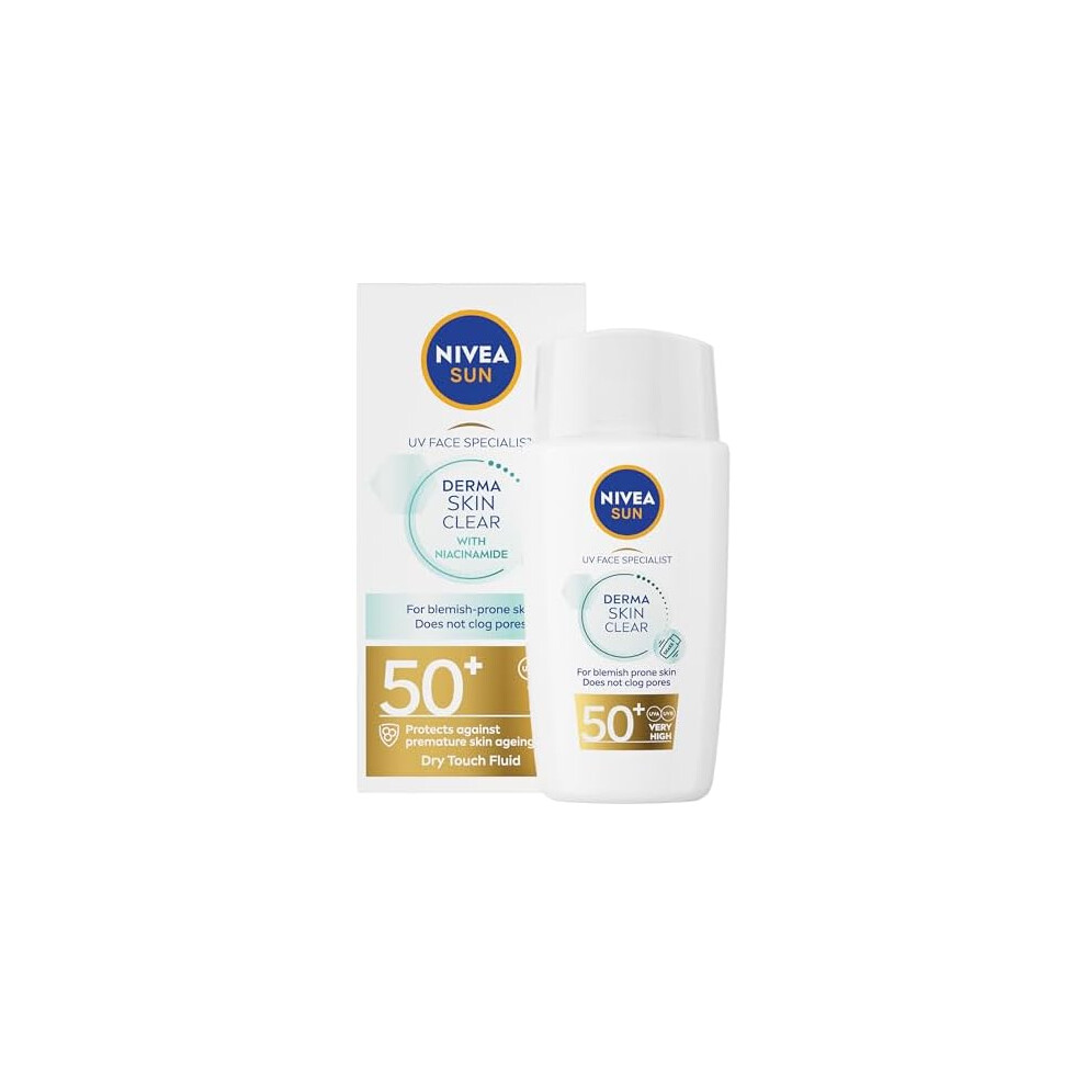 NIVEA SUN Triple Protect Light Sun Fluid SPF50+ (40ml) Face Sun Cream SPF50 with Hyaluron Protects Against UV Blue Light and Pollution Daily Fac