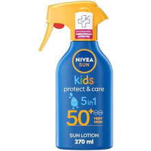 NIVEA SUN Kids Protect & Care SPF 50+ Trigger Spray (270ml) Water-Resistant Sunscreen Spray Sun Cream for Children Provides Instant and Effective