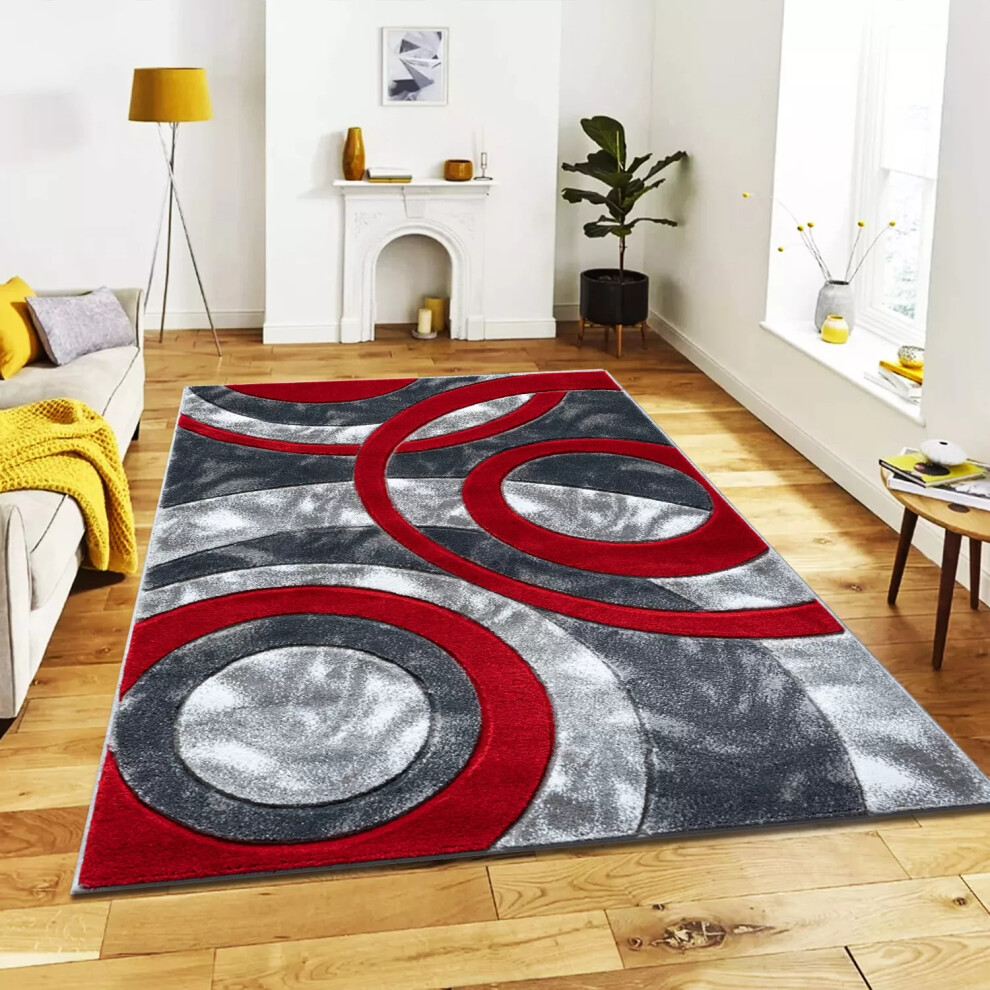 (120 x 170 cm, Red ) Modern Large Rugs For Living Room Bedroom