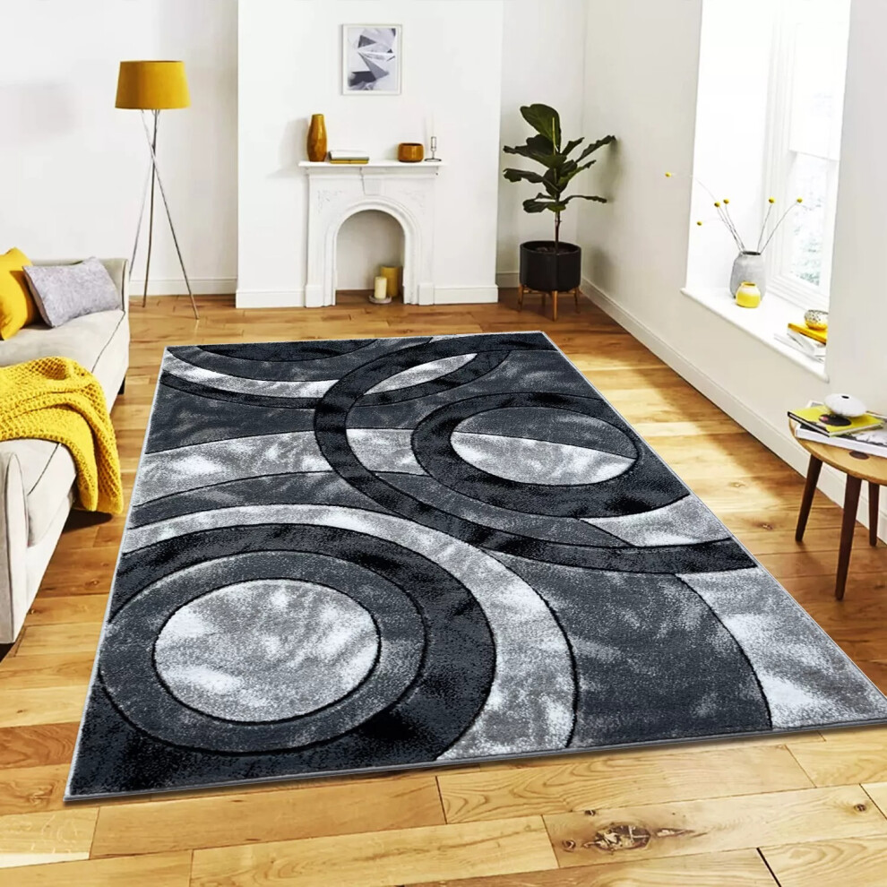 (160 x 230 cm, Grey) Modern Large Rugs For Living Room Bedroom