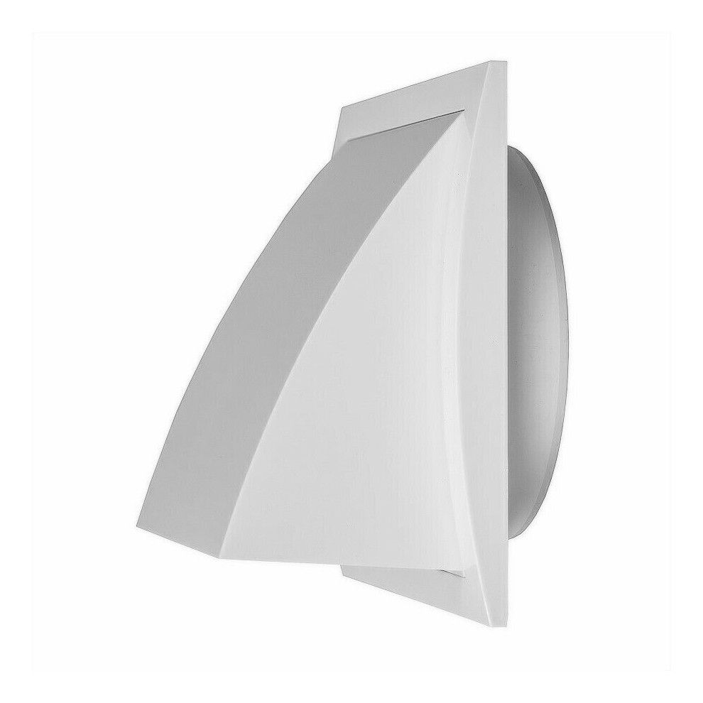 White Wall Outlet Duct Cowl 150Mm X 150Mm / 100Mm Hose Flap 5056517983096