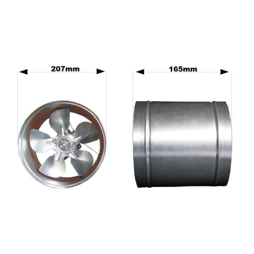 Metal Inline Extractor Fan 207mm / 8.15" Industrial Duct 1
