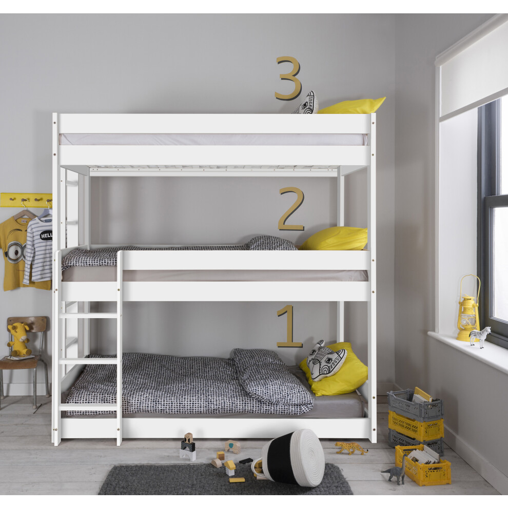 Henrik Triple Bed Bunk Triple Sleeper in Classic White