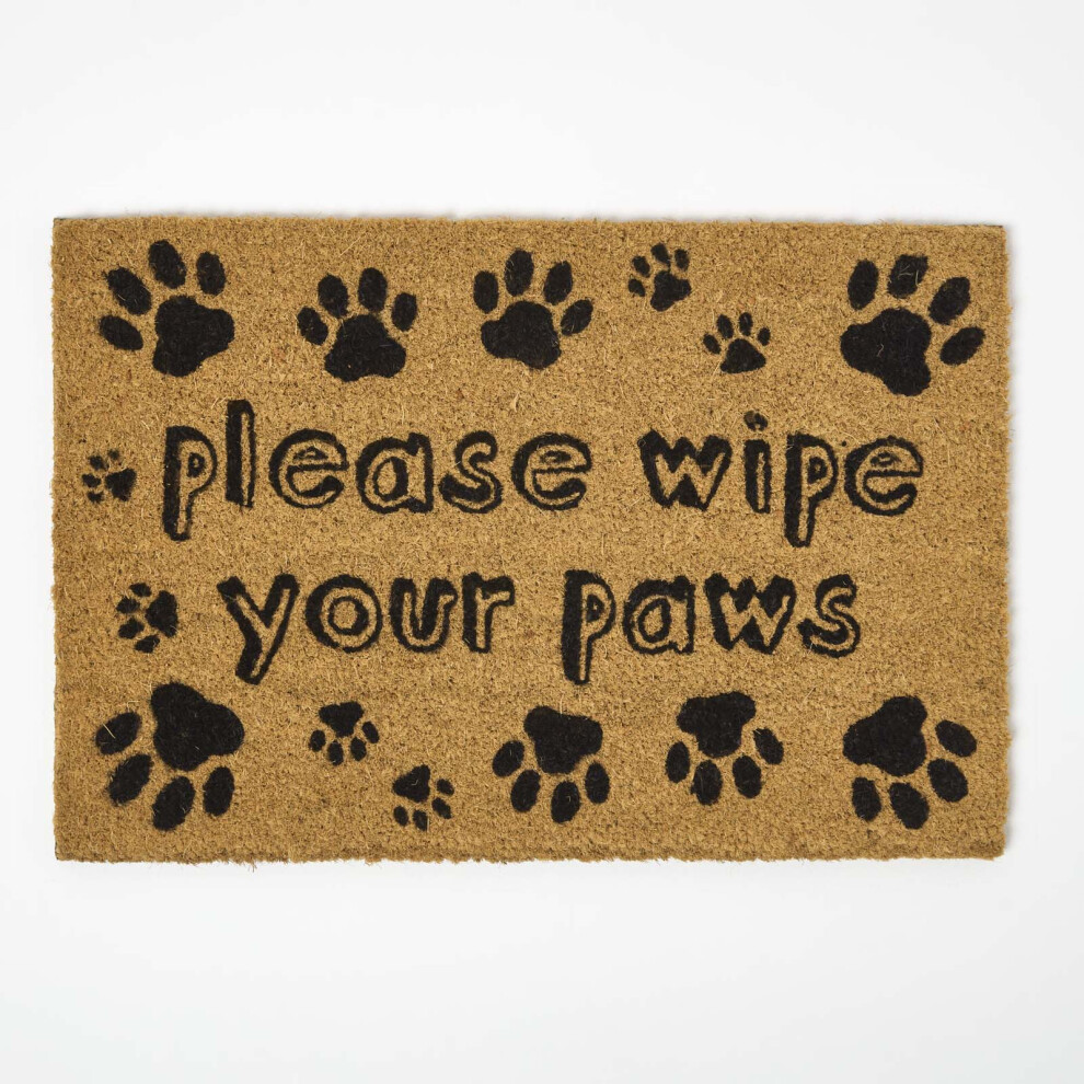 Coir Doormat 'Wipe Your Paws', Natural, 40 x 60 cm