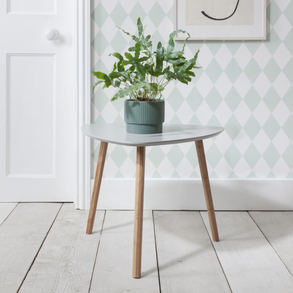 Malme Side Table Occasional Midsize in Light Grey and Natural Pine