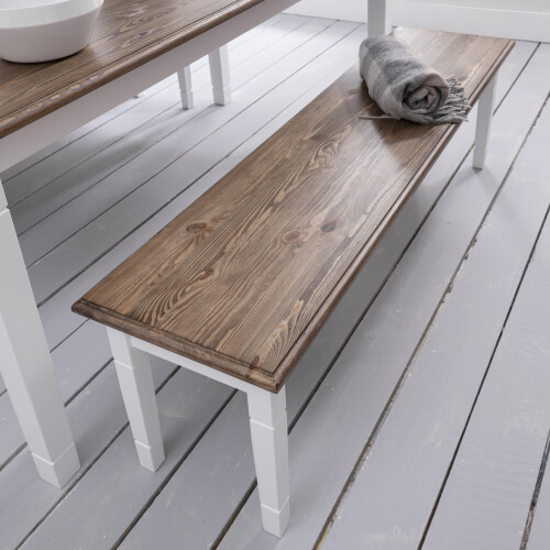 Noa and Nani Hallway Bench Kitchen Dining Entryway in White and Dark Pine Canterbury 157cm 1
