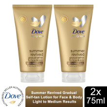 2x Dove DermaSpa Summer Revived Self-Tan Face Cream 75ml – Gradual, Natural Glow for Fair-Medium Skin