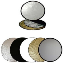 Ex-Pro 5 -in- 1 Photographic Light Reflector - 23" (58cm) Silver, Gold, Black, White & Translucent, Collapsible