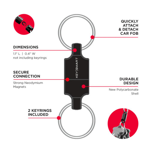 KeySmart KeySmart MagConnect Magnetic Keyring Quick Connect Black 1
