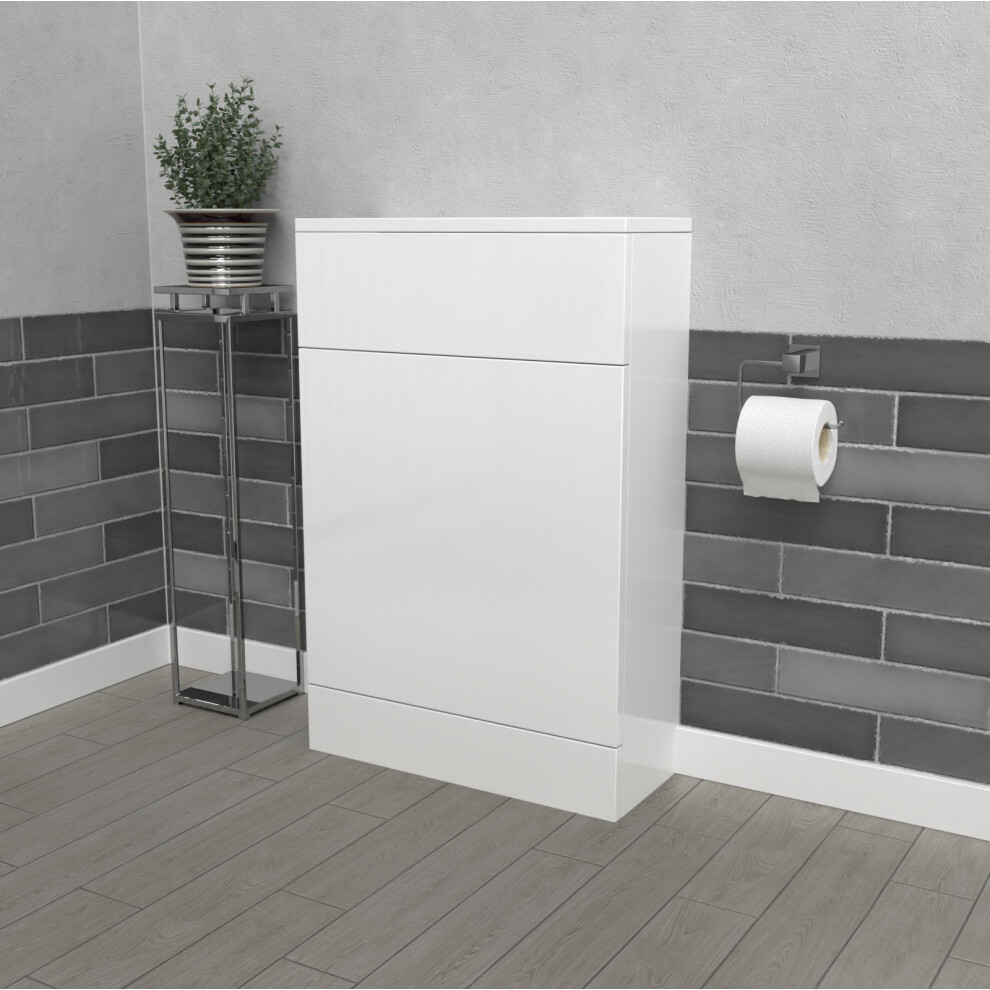 Nes Home White 500mm Freestanding Back To Wall WC Unit Flat Pack Bathroom