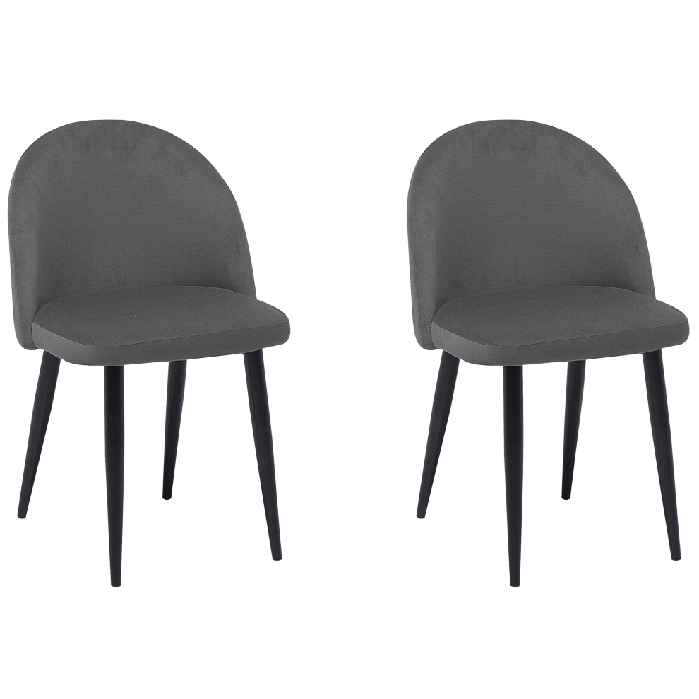 Set of 2 Dining Chairs VISALIA Velvet Grey