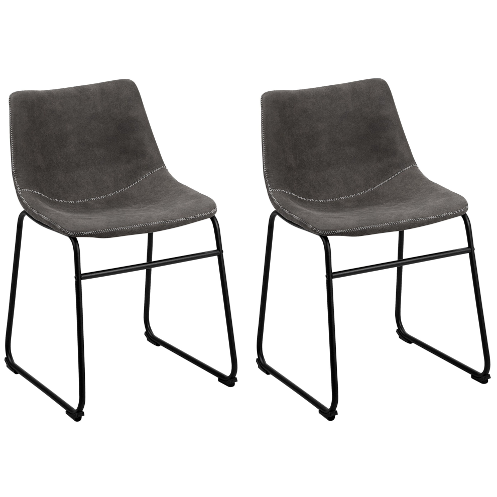 Set of 2 Dining Chairs BATAVIA Dark Grey