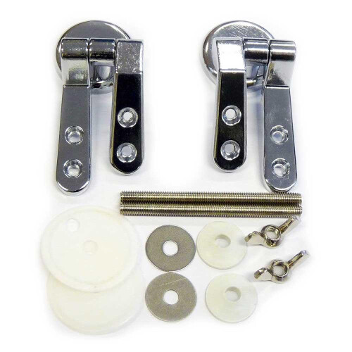 EUROSHOWERS 2 Pack Set Round Toilet Seat Lid Hinges Chrome Replacement