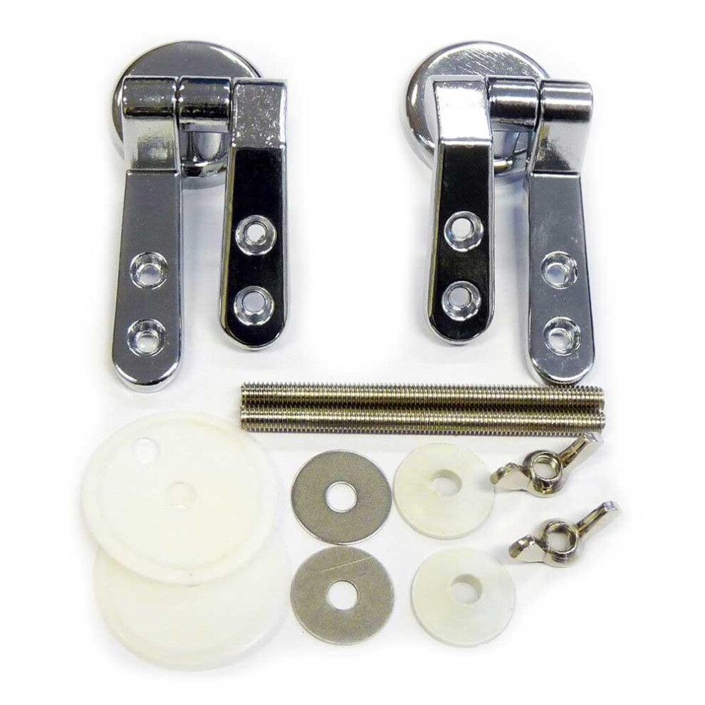 2 Pack Set Round Toilet Seat Lid Hinges Chrome Replacement
