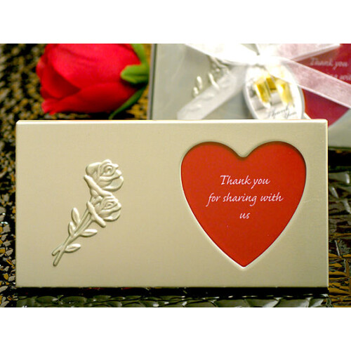 (Rose) Silver Heart Photo Frame With Embossed Icon