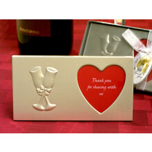 (Champagne Glasses) Silver Heart Photo Frame With Embossed Icon