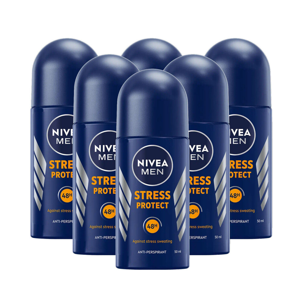 6 x 50ml Nivea Men Stress Protect Roll On Anti-Perspirant Deodorant