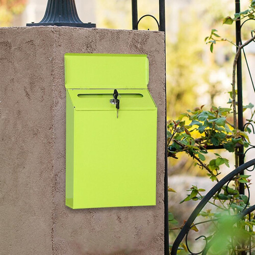 (Green) Mailbox Locking Wall Mounted Comment Drop Box Payments Holder Postbox 1