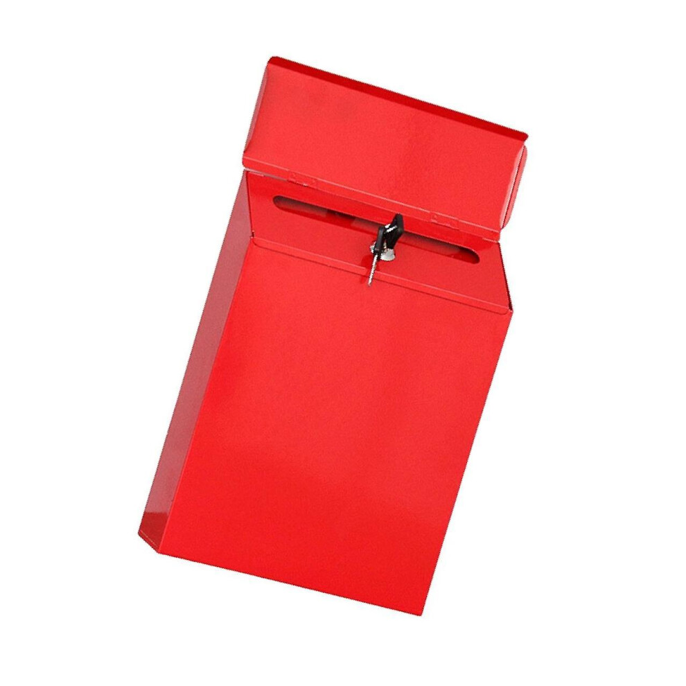 (Red) Mailbox Locking Wall Mounted Comment Drop Box Payments Holder Postbox