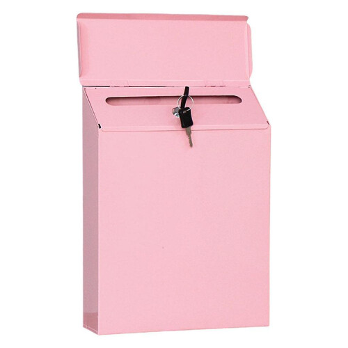 (Pink) Mailbox Locking Wall Mounted Comment Drop Box Payments Holder Postbox 1