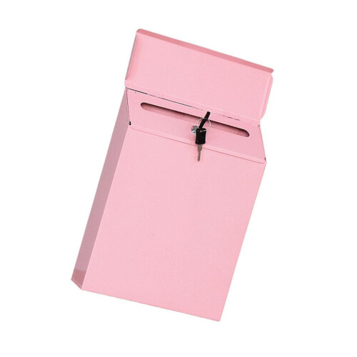 (Pink) Mailbox Locking Wall Mounted Comment Drop Box Payments Holder Postbox