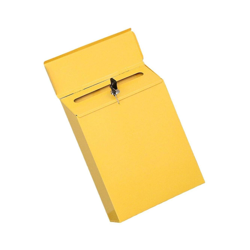(Yellow) Mailbox Locking Wall Mounted Comment Drop Box Payments Holder Postbox