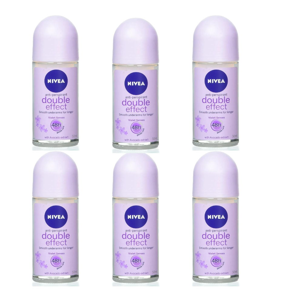 6 x 50ml Nivea Women Double Effect Roll On Anti-Perspirant Deodorant