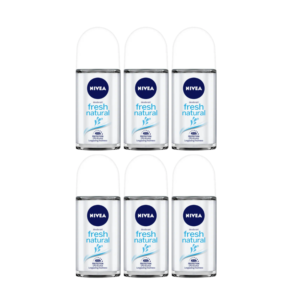 6 x 50ml Nivea Women Fresh Natural Roll On Anti-Perspirant Deodorant