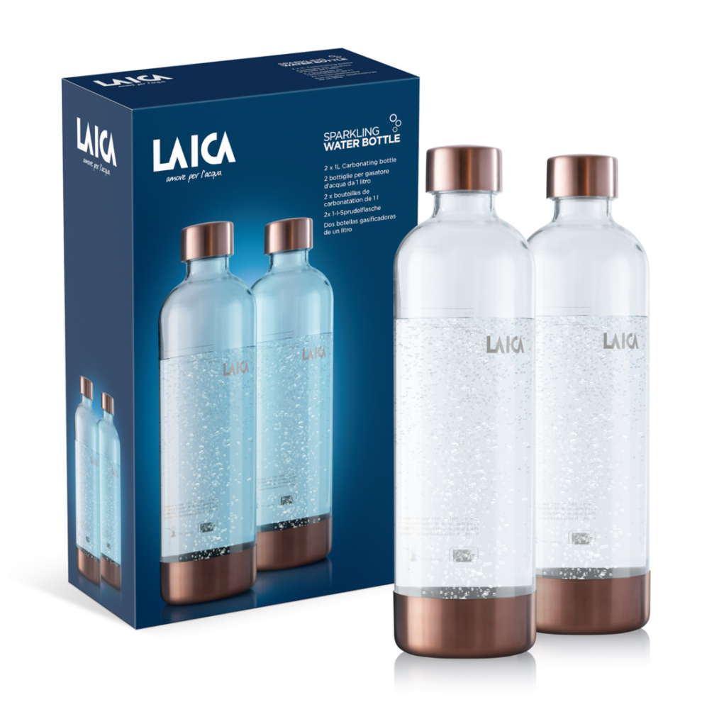 Laica Sparkling Water Maker Spare Bottle, 2 pack, 1L Capacity