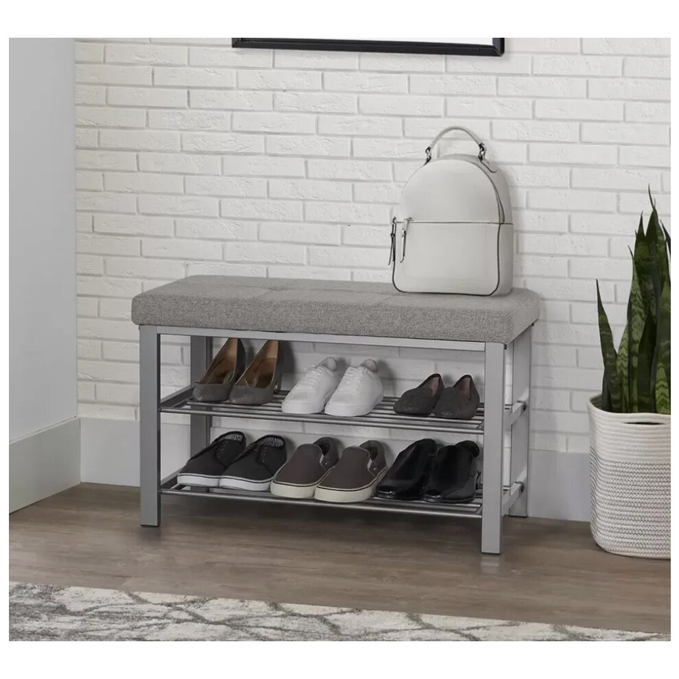 Neatfreak Fabric Upholstered Shoe Storage Bench (grey)
