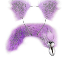 (As pic5) Sexy Fox Metal Butt Plug Tail With Hairpin Kit Tail For Couple Cosplay