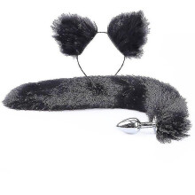 (As pic2) Sexy Fox Metal Butt Plug Tail With Hairpin Kit Tail For Couple Cosplay