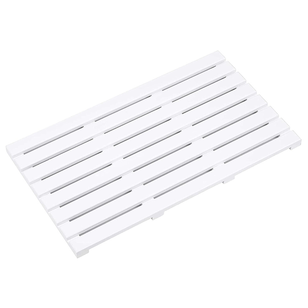 Aamen (White) Shower Mat Wooden, Bath Mat Non-Slip Bathroom Mat