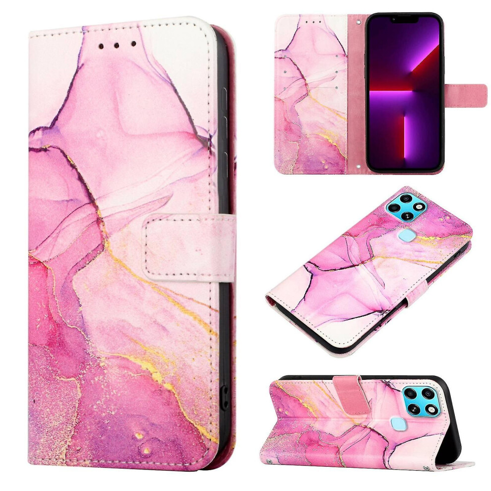 (Pink Purple Gold Ls001) Marble Case For Infinix Smart 6 Pink,Gold,Purple 7081537239043